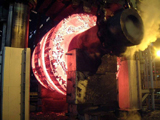 A pressure vessel being forged at Japan Steel Works