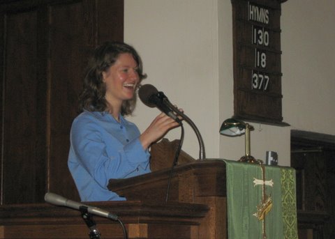 Rachel preaching a nuclear sermon